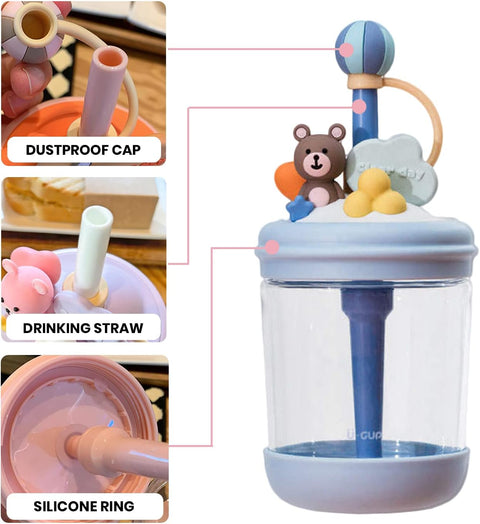 RAINBOW DUST  CHILDREN’S WATER BOTTLE WITH STRAW  | GBT-U-1336 | COLOR AND DESIGN MAY VERY