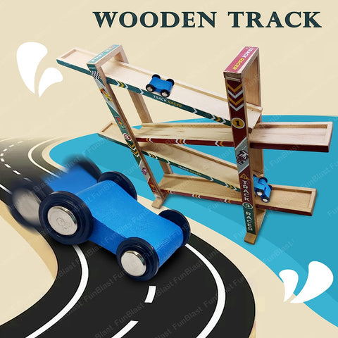 Ramp Racing Toy Car Track Set - Wooden Track Racer Gliding Car | 88088