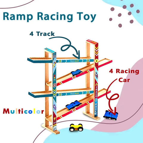 Ramp Racing Toy Car Track Set - Wooden Track Racer Gliding Car | 88088