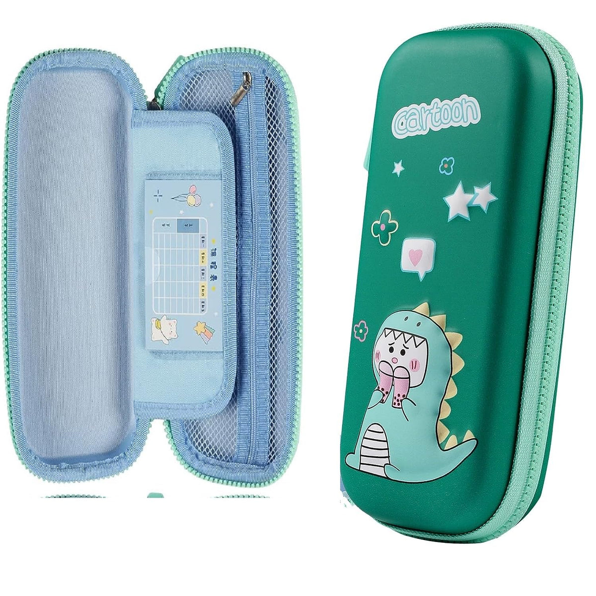 3D EVA Design Embossed Hardtop Cover Pencil Case with Compartments L