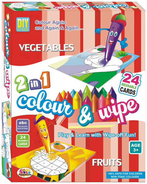 Colour And Wipe - Vegetables And Fruits | INT173 2 IN 1 COLOUR N WIPE FRUITS+ VEGETABLES