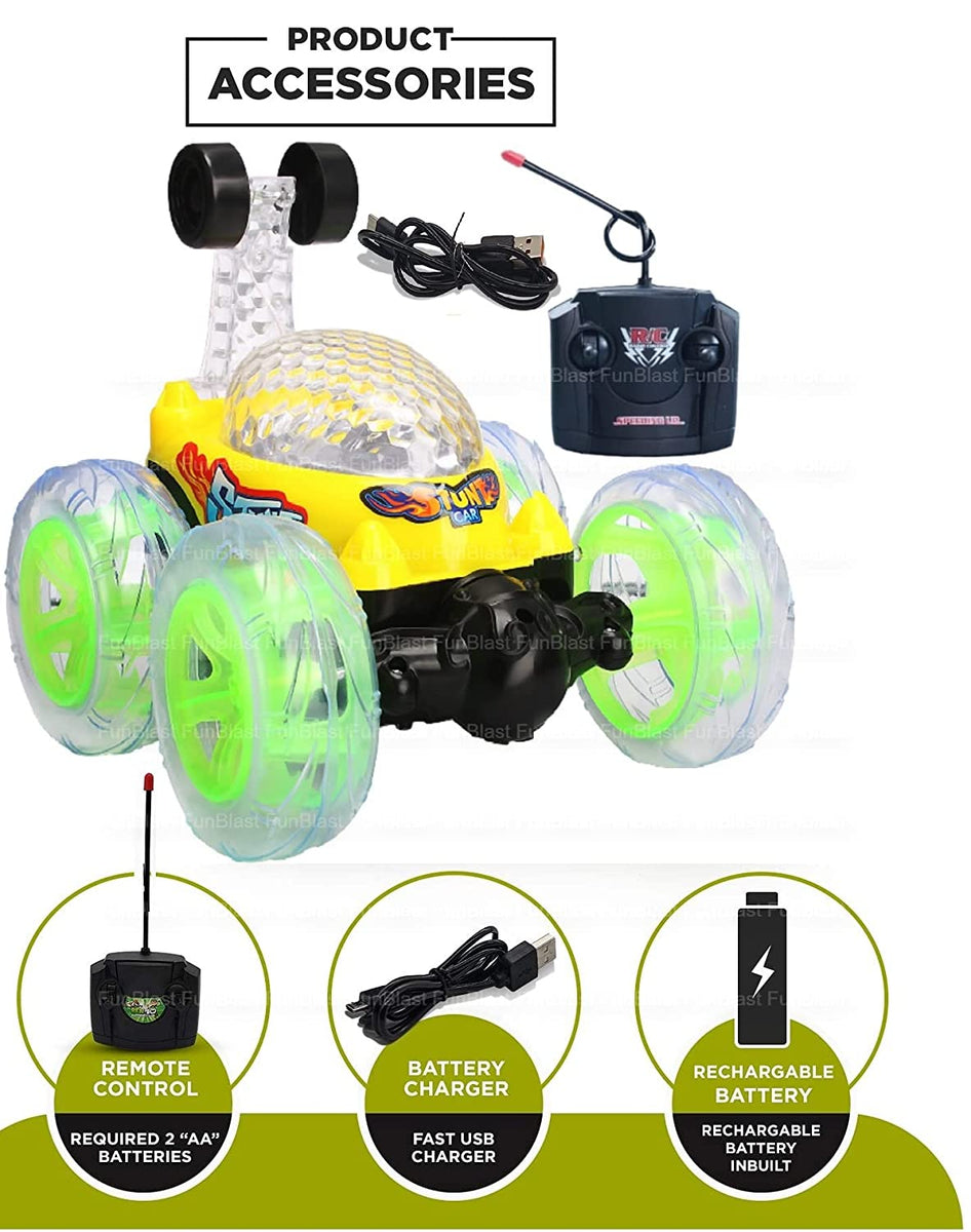 Remote Control Car Toys for Kids Friction Power Toy Car for Kids Boys Girls, Light Toy for Babies 360 Degree Stunt Car Remote Control Car for Boys