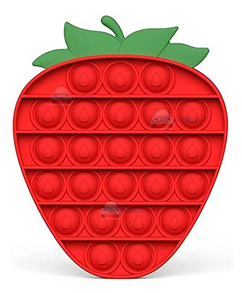 Sqaure & Strawberry Shape Pop it Fidget Toys Big with Key chain Pack of 3 - Multicolor | MB-0311