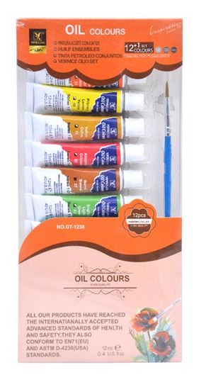 Oil Colours Set  12ml 12Colours+1Brush | GBT-1412