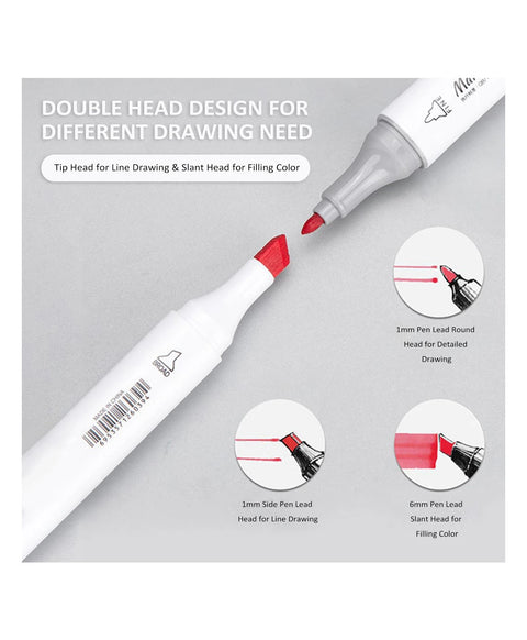 Twin Head Dual Tip Art Markers Pen Sketch Set of 36 Colour Markers (Assorted) | AK-168-36