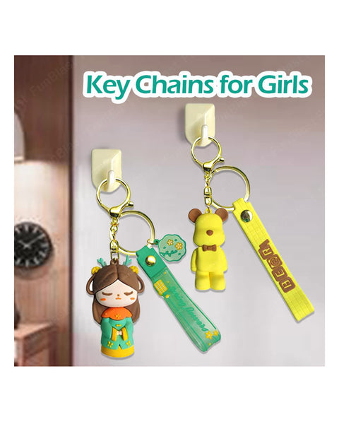 3D Doll Design Fancy Keychain | KQ0707GL/BR | COLOR MAY VERY