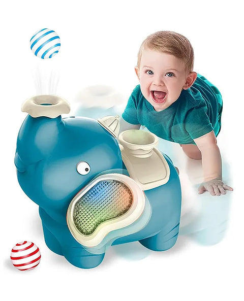 Elephant Blowing Up Ball Musical Toy with Light Spray