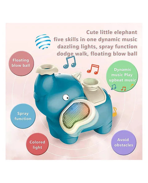 Elephant Blowing Up Ball Musical Toy with Light Spray