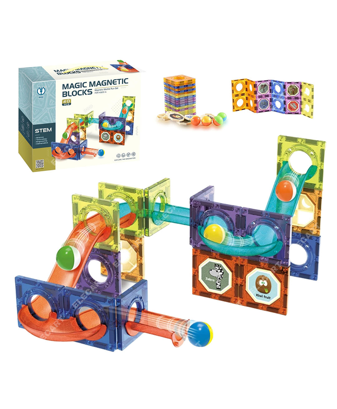 Educational Magic Magnetic Building Tiles Construction Set Multicolour ...