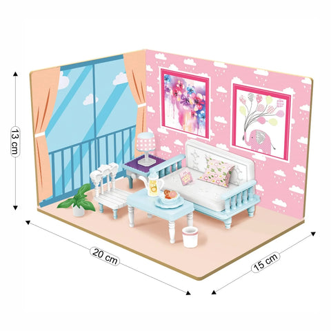DIY Living Room Wooden Doll House with Plastic Furniture |008701