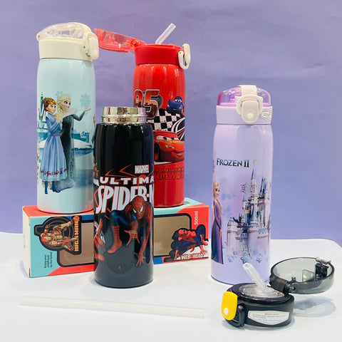 500ML SS Mix Character Push Lock Button Sipper Bottle | HBC-18896