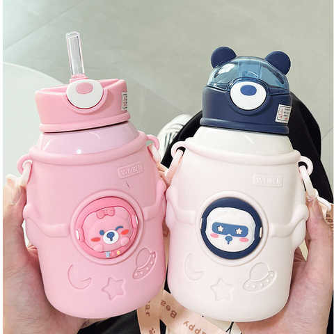 500ML SS Push Button Sipper Bottle With Cover & Neck Carry | GBT-3577