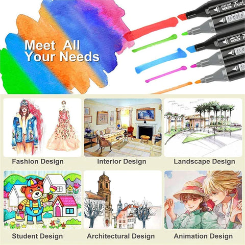 Twin Head Dual Tip Art Markers Pen Sketch Set of 36 Colour Markers (Assorted) | AK-168-36