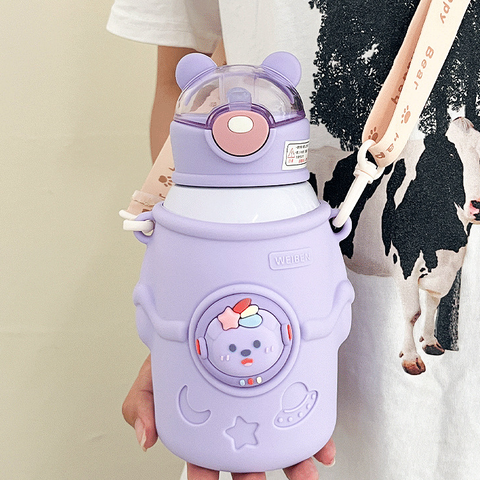 500ML SS Push Button Sipper Bottle With Cover & Neck Carry | GBT-3577