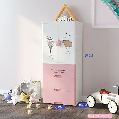 5964 BLUE LION | Kids Wardrobe Almirah Hanging Drawer