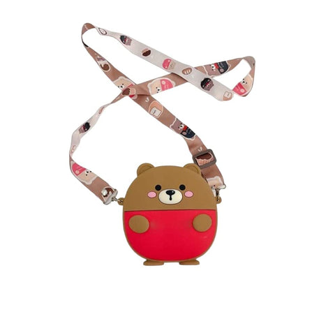 Bear Silicone Soft Purse with Mirror, Comb & Keychain, Crossbody Handbag | KQ-0130