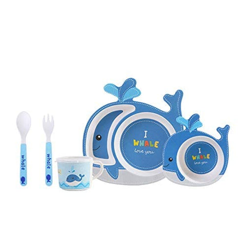 5 Pcs Cute Whale Shape Bamboo Fibre Dinner Set | RS-5003