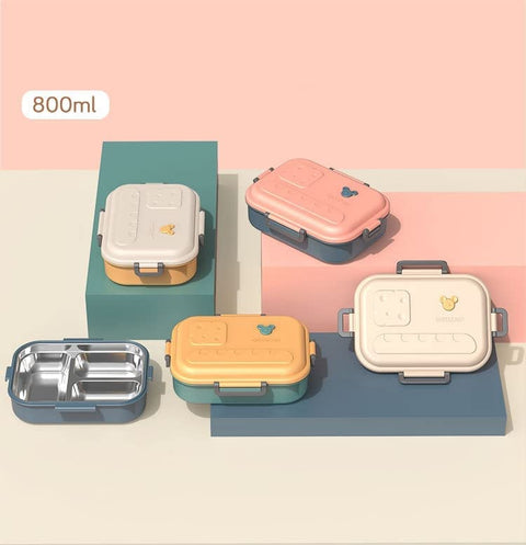 3 Compartment Lunch Box Stainless Steel Tiffin Box | GBR-612 ( assorted )