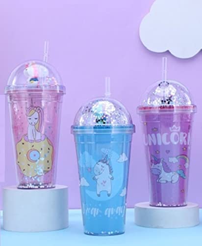 Sipper Bottle With Straw | Pack of 1 | GBT-3373 ( COLOR AND DESIGN MAY VERY )