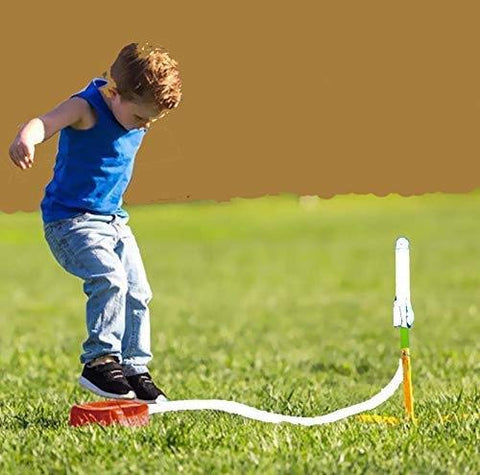 Jump Rocket Stomp Launcher and 3 Foam Tipped Rockets with Whistling Sound | EK-384