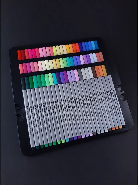 72 Colour Fine Liner Marker Pen Drawing Set in Metal Tin Premium Excellent Range - MultipleGBT-1552