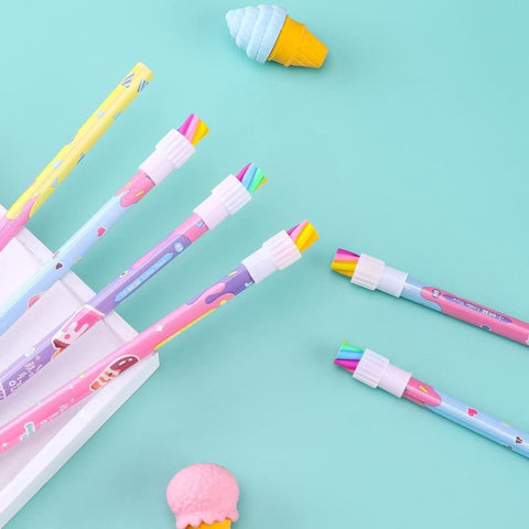 Sweet Time 13-in-1 Pencil Set Stationery Set - 12 HB Pencils & Soft Ice Cream Eraser | MC121206-E