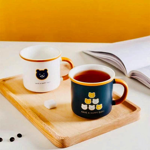 Cute cartoon bear enamel coffee mug, ceramic coffe mug. 11 oz | GBR-201 ( assorted )