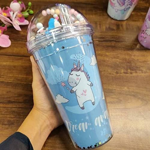 Sipper Bottle With Straw | Pack of 1 | GBT-3373 ( COLOR AND DESIGN MAY VERY )