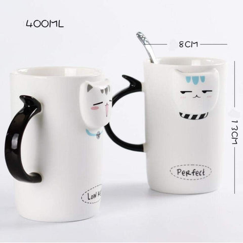 3D Cat Ceramic Mug Creative Cup with Lid Unique Porcelain Coffee Tea Cup | GBR-185