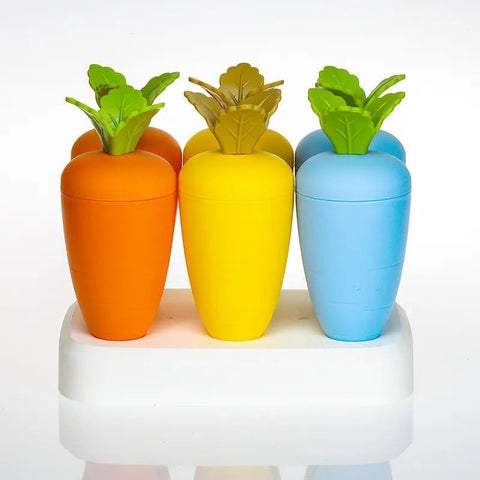 Carrot Shaped Set of 6 Plastic Reusable Ice Pop Makers (Multi Color)(Carrot) | GBR-069