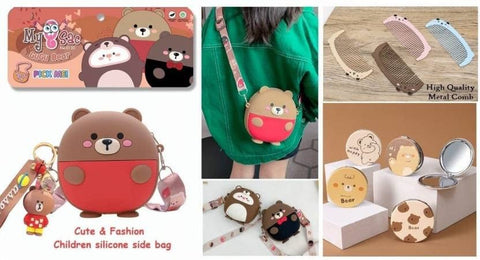 Bear Silicone Soft Purse with Mirror, Comb & Keychain, Crossbody Handbag | KQ-0130