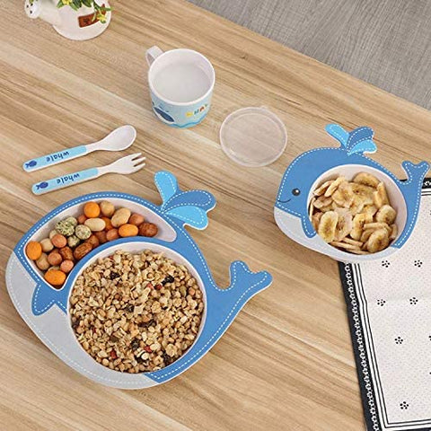 5 Pcs Cute Whale Shape Bamboo Fibre Dinner Set | RS-5003