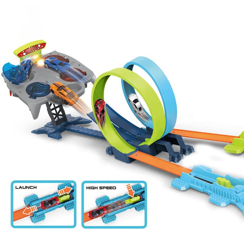Loop-Stunt Race Car Track Set- 2 Friction Cars | JJ165– KidsROAR