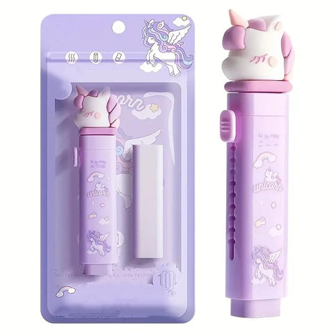 Cute Pencil Stationery Retractable Rubber Stick Erasers (Unicorn) | KBX-3088D-UN