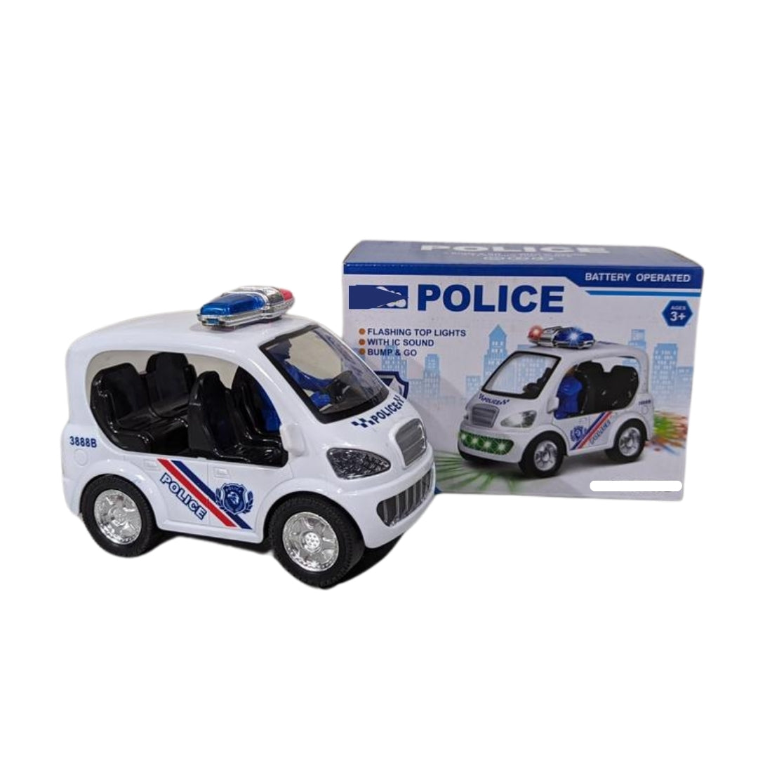 Police car toy with cheap flashing lights