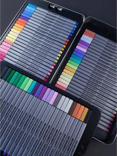 72 Colour Fine Liner Marker Pen Drawing Set in Metal Tin Premium Excellent Range - MultipleGBT-1552