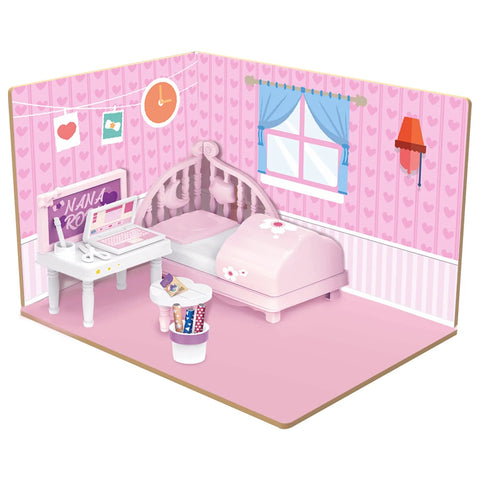 DIY Bed Room Wooden Doll House with Plastic Furniture | 008664
