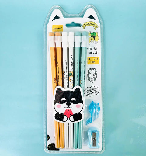 12-Pencil Set with Eraser, Dolphin Pencil Cap, and Sharpener | FY-1013