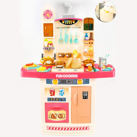 Little Chef Kitchen Pretend Play Set with Multi-Functional Panel, Light, Sound, Real Water Functions and 50 Accessories Included | NE998B