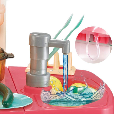 Little Chef Kitchen Pretend Play Set with Multi-Functional Panel, Light, Sound, Real Water Functions and 50 Accessories Included | NE998B