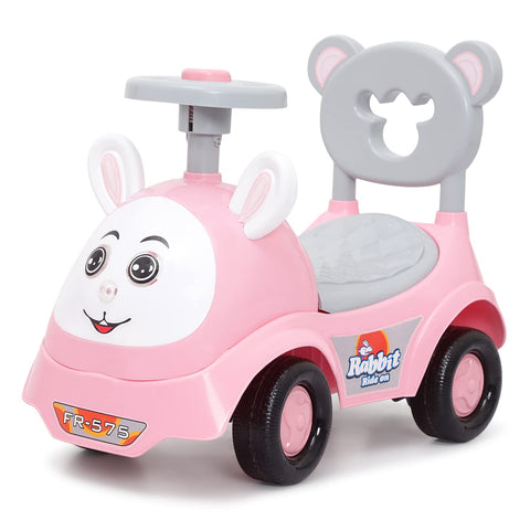 Ride Kids Push Car Rabbit Toy Car Backrest and Under Seat Storage Utility Box with Music Horn for Baby (Age 1 to 3 Years )