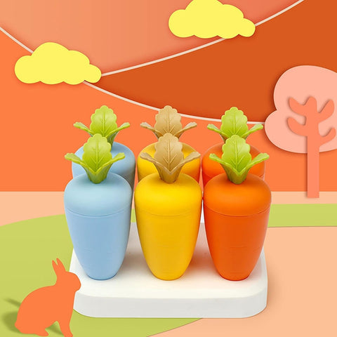 Carrot Shaped Set of 6 Plastic Reusable Ice Pop Makers (Multi Color)(Carrot) | GBR-069