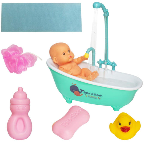 Baby Doll Bath time Set - Real Bathtub with Detachable Shower Spray | NENX002-3