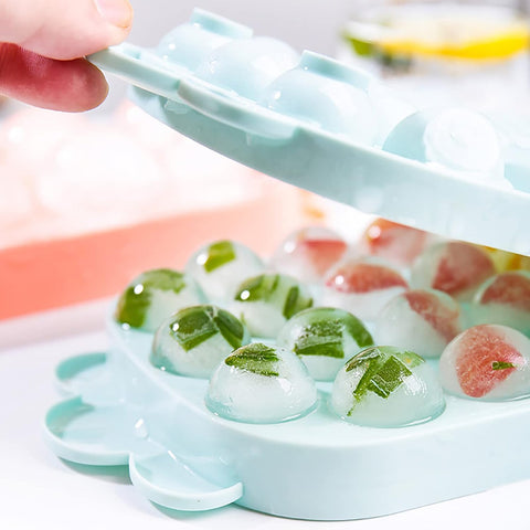 Silicone Round Ice Cube Mold Trays With Lid | GBR-074
