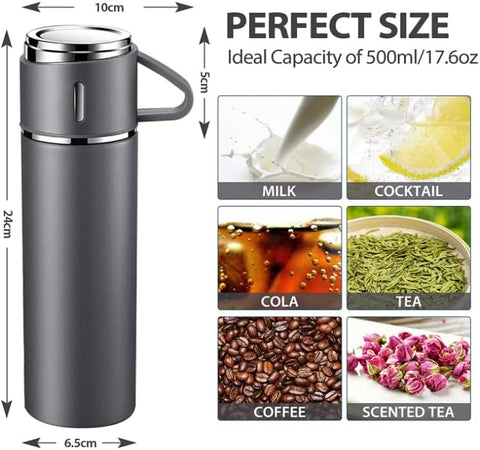 Stainless Steel Thermo + 3 cup, 500ml/16.9oz | GBT-3492