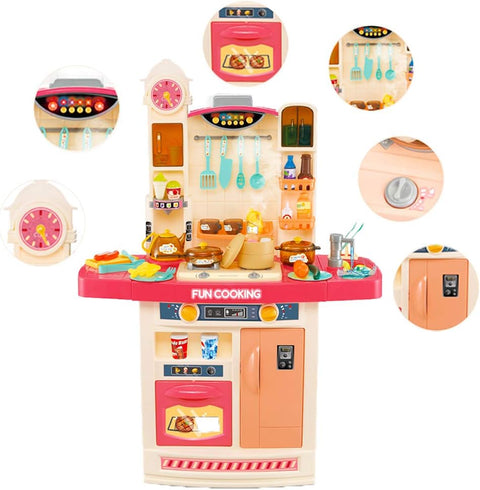 Little Chef Kitchen Pretend Play Set with Multi-Functional Panel, Light, Sound, Real Water Functions and 50 Accessories Included | NE998B
