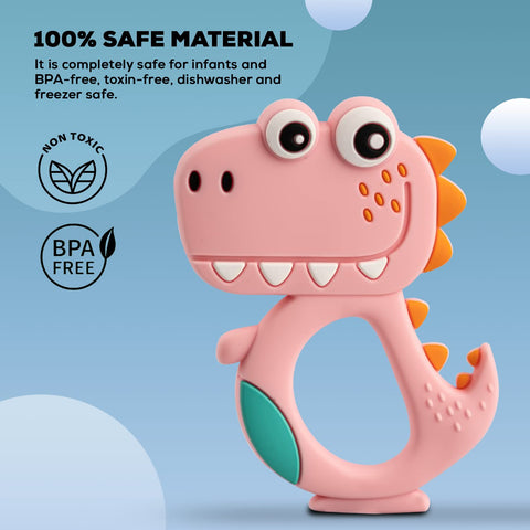 Silicone Teether for Baby, BPA Free 100% Food Grade Silicone Teether for Babies to Soothe Their Gums, Easy to Grasp Chew, Teething Toy | BYIE430