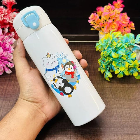500ML STAINLESS STEEL MIX DESIGN PUSH BUTTON SIPPER BOTTLE WITH LOCK | GBT-3528