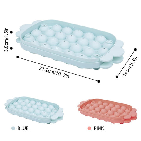 Silicone Round Ice Cube Mold Trays With Lid | GBR-074