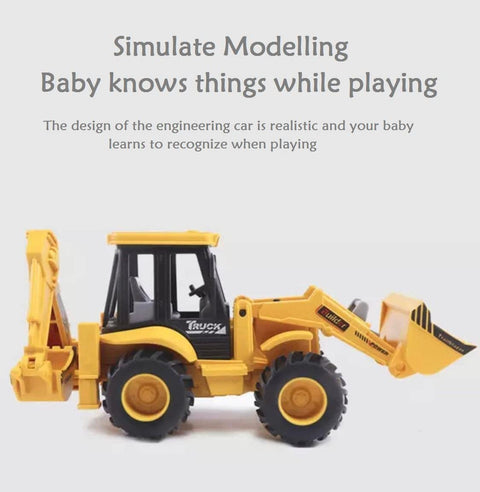 2 in 1 Construction Realistic Engineered Vehicle Excavator Bulldozer  | LO210-11